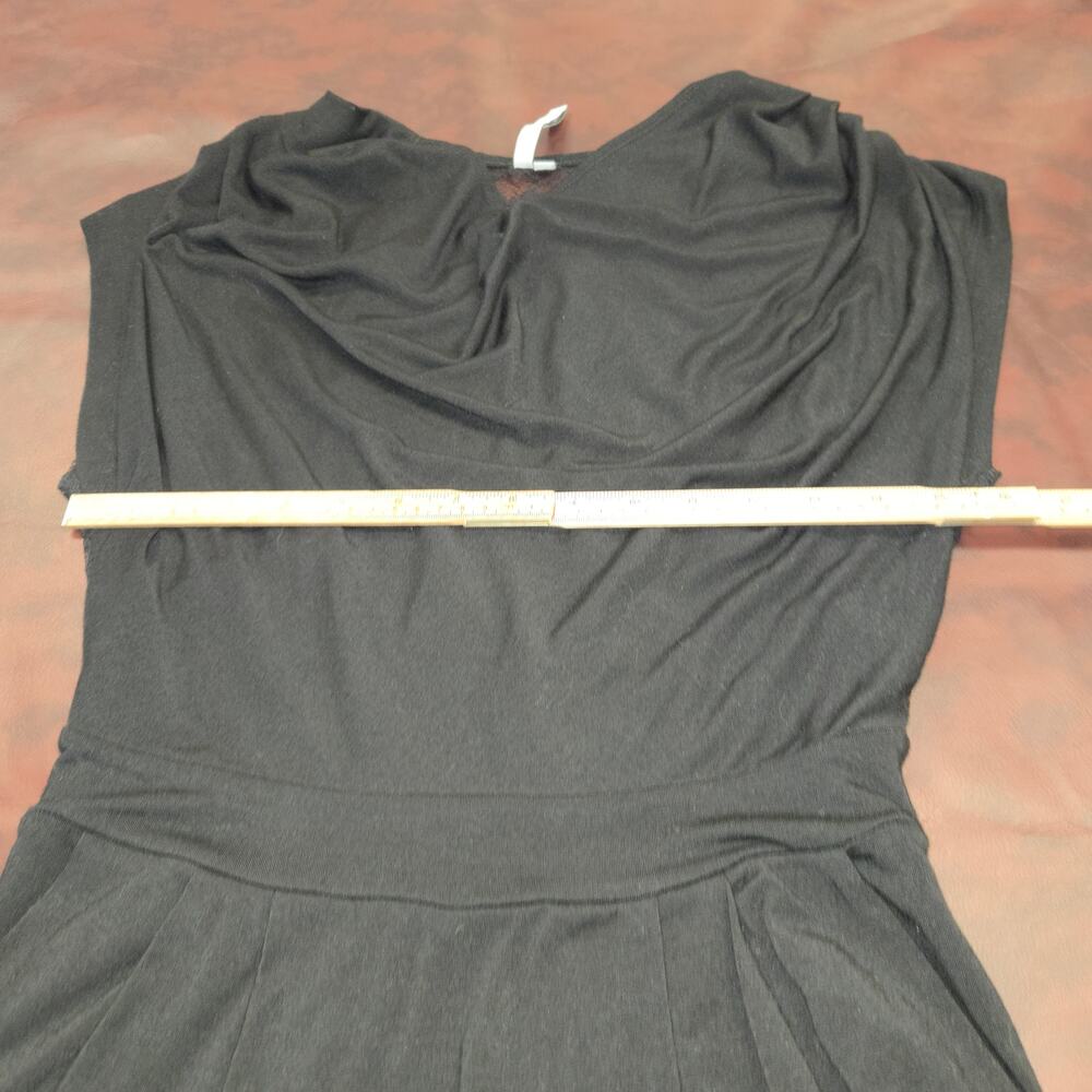Michael Stars XS Black Draped Cowl Neck Dress Lace Back Stretch Sheath LBD Sexy - Picture 10 of 13